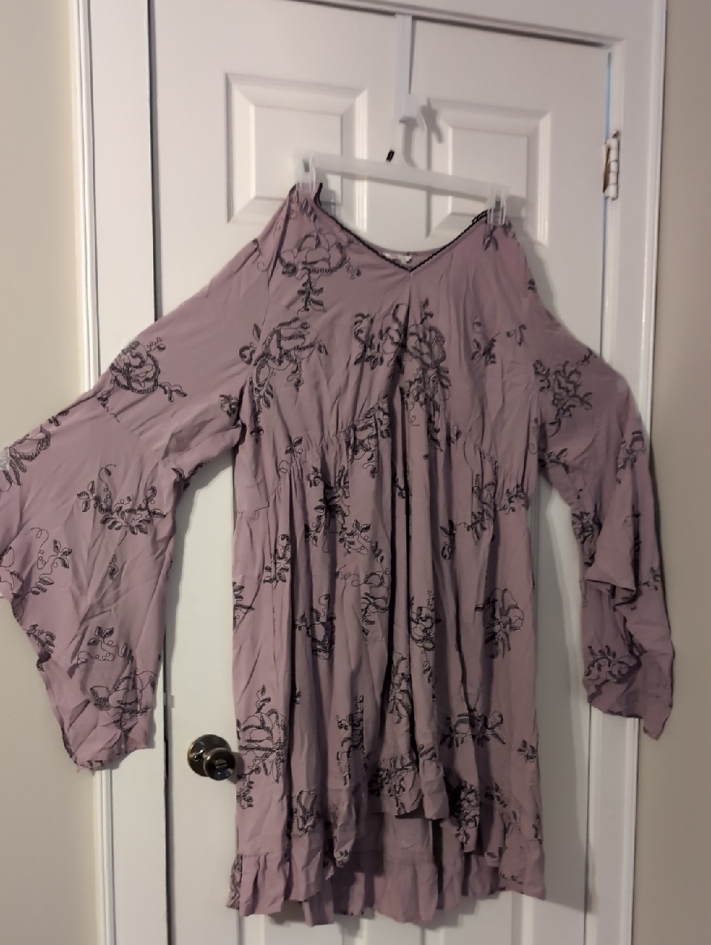 Cato Lilac Floral Top with Black Print